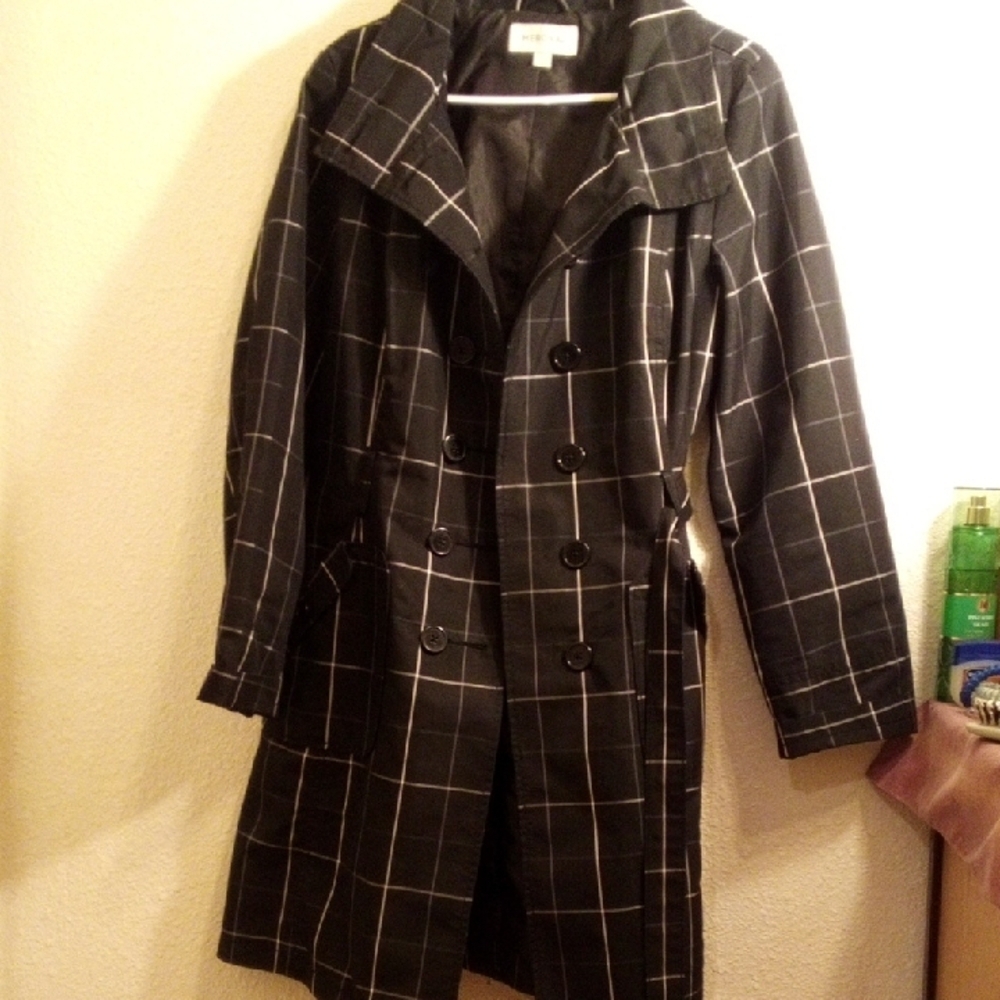 Merona Black and White Checkered Trench Coat